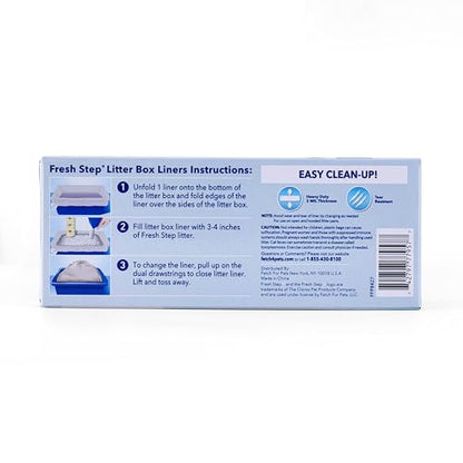Fresh Step Drawstring Cat Litter Box Liners, Unscented, Size Large, 30" x 17" - 7 Count | Kitty Litter Bags, Cat Litter Liners for All Cats to Keep Your Home Clean