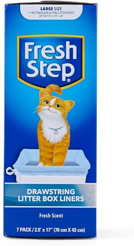 Fresh Step Drawstring Large Litter Box Liners | Heavy Duty Liners for Cat Litter Box | Scented & Unscented Available | Quick & Easy Cleanup, Scented, Large - 4 Pack