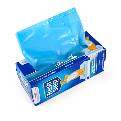 Fresh Step Drawstring Cat Litter Box Liners, Scented, Jumbo Size, 3" x 19" - 7 Count | Kitty Litter Bags, Cat Litter Liners for All Cats To Keep Your Home Clean