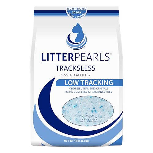 Litter Pearls Tracksless Unscented Non-Clumping Crystal Cat Litter with Odorbond, 15 Pounds