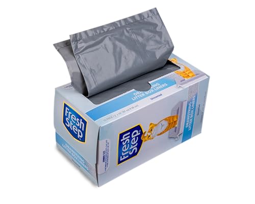 Fresh Step Drawstring Cat Litter Box Liners, Unscented, Size Jumbo, 36" x 19" | Kitty Litter Bags - 15 Count - Cat Litter Liners for Rectangle or Oval Large Litterboxes