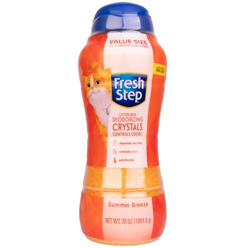 Fresh Step Cat Litter Crystals - Cat Litter Box Deodorizer Product for All Cats - Combats Cat Odors and Neutralizes Smells - Summer Breeze Scent, Value Size 70 oz, 4.6X Larger Container