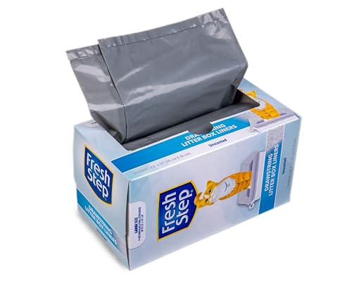 Fresh Step Drawstring Cat Litter Box Liners, Unscented, Size Large, 30" x 17" | Kitty Litter Bags - 15 Count - Cat Litter Liners for Rectangle or Oval Litterboxes