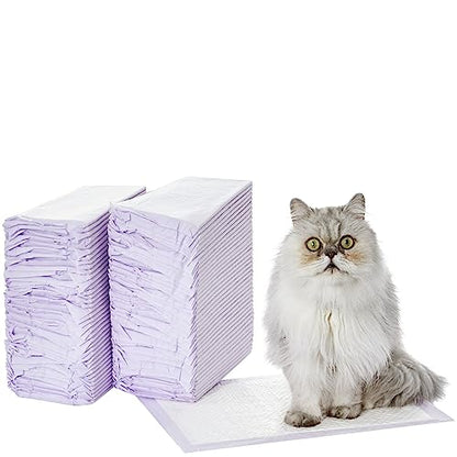 Amazon Basics Cat Pee Pads, 80 Count, Universal Fit for Litter Box, Odor Control with Fresh Scent, White/Purple