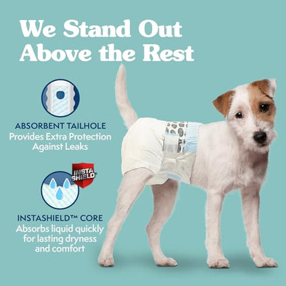 Simple Solution Disposable Dog Diapers for Female Dogs, True Fit, Absorbent, Leak Proof with Wetness Indicator, Puppy & Doggie Period Pad and Pee Diaper, For Small Pets, 12–19-Inch Waist, 30 Count