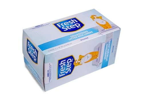 Fresh Step Drawstring Cat Litter Box Liners, Unscented, Size Jumbo, 36" x 19" | Kitty Litter Bags - Cat Litter Liners for Rectangle or Oval Large Litterboxes, 15 Count - 12 Pack