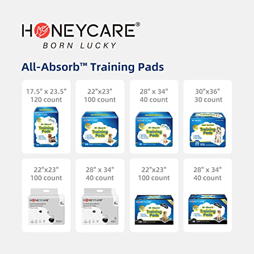 HONEY CARE All-Absorb 28"x44" Gigantic Dog and Puppy Training Pads, XXXL Dog Incontinence Training Pads, Made in The USA Dog Pee Pads(25 Count)