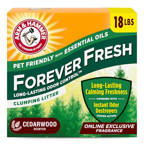 Arm & Hammer Forever Fresh Clumping Cat Litter Cedarwood, MultiCat 18lb, Pet Friendly with Essential Oils, (Pack of 1)