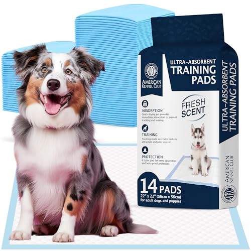 American Kennel Club Puppy Training Pads with Ultra Absorbent Quick Dry Gel – 22 x 22 Pee Pads for Dogs - 14 Count (Fresh Scented)