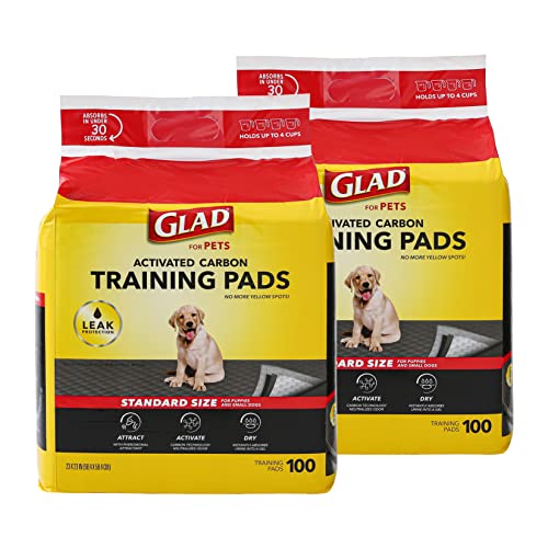 Glad for Pets Black Charcoal Puppy Pads | Puppy Potty Training Pads That Absorb & NEUTRALIZE Urine Instantly | New & Improved Quality, 100 Count(2-Pack)
