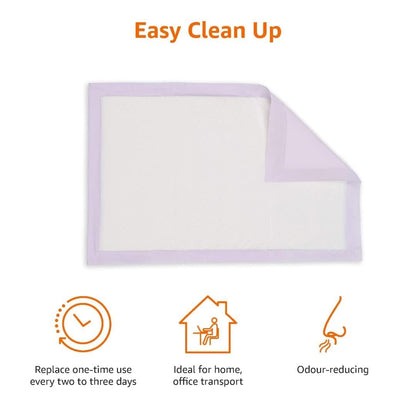 Amazon Basics Cat Litters Pee Pads, 40 Count, Universal Fit for Litter Box, Odor Control, Unscented, Purple