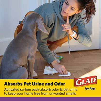 Glad for Pets JUMBO-SIZE Charcoal Puppy Pads, All-in-One | Black Training Pads That ABSORB & Neutralize Urine Instantly | New & Improved Quality Puppy Pee Pads, 30 Count - 2 Pack