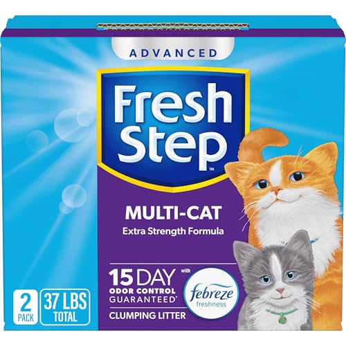 Fresh Step Advanced Multi Cat Clumping Litter with Febreze Freshness, Fresh Step Clumping Cat Litter Extra Strength Formula, 37 lbs. (2 x 18.5 lb. Box)