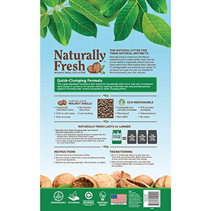 Naturally Fresh Cat Litter Made From Walnut Shells, 1-2 Cats, Unscented, Upcycled, Easy Scooping, Sustainable, 26 Lbs