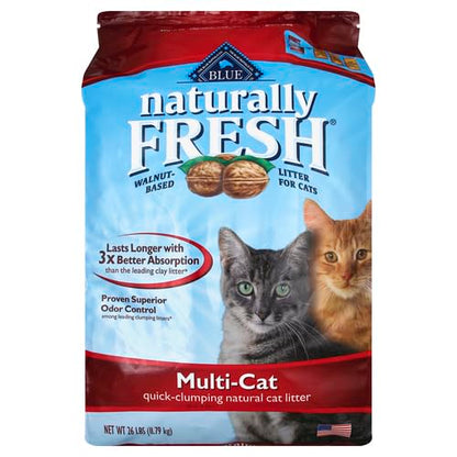 Naturally Fresh Cat Litter Made From Walnut Shells, Unscented, Multi-Cat, Upcycled, Low Dust, Sustainable, 26 Lbs