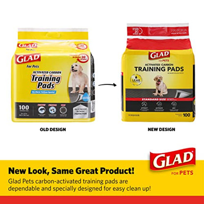 Glad for Pets Black Charcoal Puppy Pads | Puppy Potty Training Pads That Absorb & NEUTRALIZE Urine Instantly | New & Improved Quality, 100 Count(2-Pack)
