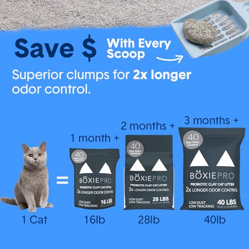 Boxie® Probiotic Cat Litter 40 Day Natural Odor Control, 16lb Clumping Kitty Litter (Clay)