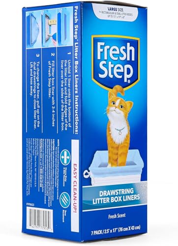 Fresh Step Drawstring Large Litter Box Liners | Heavy Duty Liners for Cat Litter Box | Scented & Unscented Available | Quick & Easy Cleanup, Scented, Large - 4 Pack