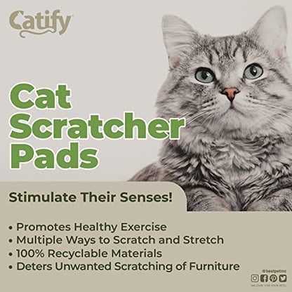 Best Pet Supplies Corrugated Cardboard Cat Scratcher Pads, Lounger, and Fun Interactive Scratching Boards, Claw Safe, Durable, Natural Recycled Materials, Supports Active Play - Narrow 4 Pack