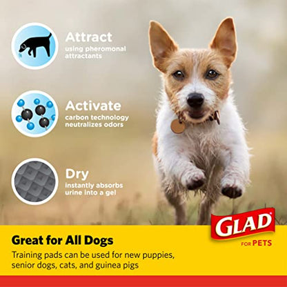 Glad for Pets Black Charcoal Puppy Pads | Puppy Potty Training Pads That Absorb & NEUTRALIZE Urine Instantly | New & Improved Quality, 100 Count(2-Pack)