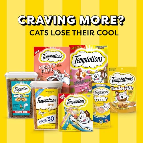 Temptations Jumbo Stuff Crunchy and Soft Cat Treats Tempting Tuna Flavor, 2.47 oz. Pouch (Pack of 12)