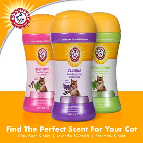 Arm & Hammer Restoring Cat Litter Box Deodorizing Crystals, Clary Sage & Mint Scent - Cat Smell Eliminator for Home, Odor Control, Cat Litter Crystals, Cat Essentials, 15 Ounce
