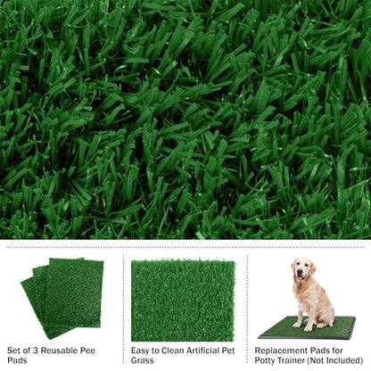 Pee Pads for Dogs - Set of Three 30x20-Inch Replacement Turf Grass Mats for Potty Training - Dog Housebreaking Supplies for Medium Pets by PETMAKER