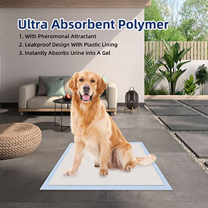 HONEY CARE All-Absorb Dog Pee Pads 22" x 23" (Pack of 14), Ultra Absorbent and Odor Eliminating Puppy Pads for Training, 5-Layer Leak-Proof Pee Pads with Quick-Dry Surface for Potty Training