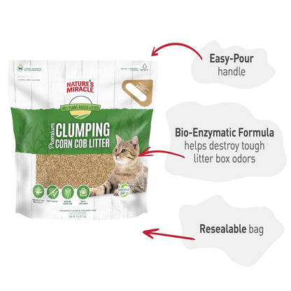 Nature's Miracle Premium Clumping Corn Cob Litter, Tough Odor Bio-Enzymatic Formula, Dust Free, 18lb (2 pack)