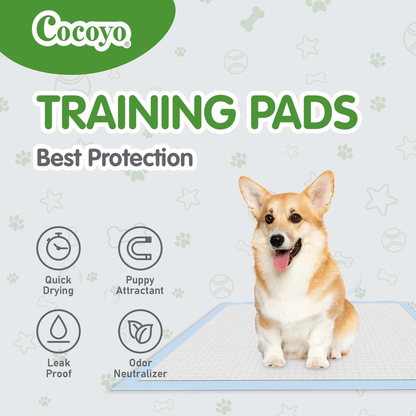 COCOYO Earth Friendly Bamboo Training Pads | Eco Friendly Puppy Pads for All Dogs | 100 Super Absorbent Puppy Training Pads, Deodorizing Dog Training Pads for Pets