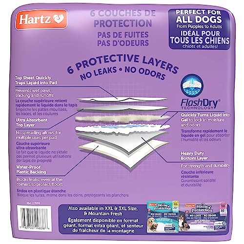 Hartz Home Protection Lavender Scented Dog Pads, 50 count, Super Absorbent & Won't Leak, Odor Eliminating