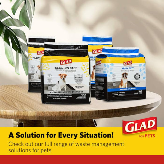 Glad for Pets Black Charcoal Puppy Pads - Super Absorbent Disposable Dog Pee Pads, Potty Training Pads, and Pet Supplies - Dog Pee Pads for Crate Training and Indoor Use 23" x 23" - 50 Count