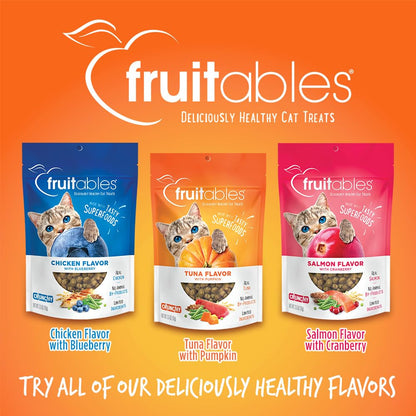 Fruitables Cat Treats, Healthy Treats for Cats, Low Calorie and Packed with Protein, Crunchy Biscuits, Free of Wheat, Corn and Soy, Made with Real Tuna and Pumpkin, 30oz