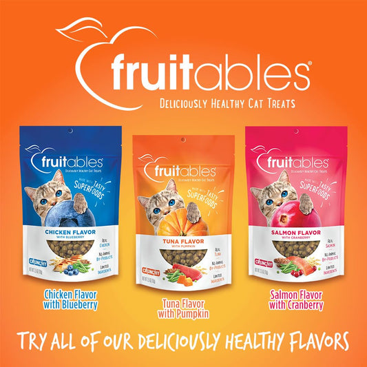 Fruitables Cat Treats, Healthy Treats for Cats, Low Calorie and Packed with Protein, Crunchy Biscuits, Free of Wheat, Corn and Soy, Made with Real Tuna and Pumpkin, 30oz