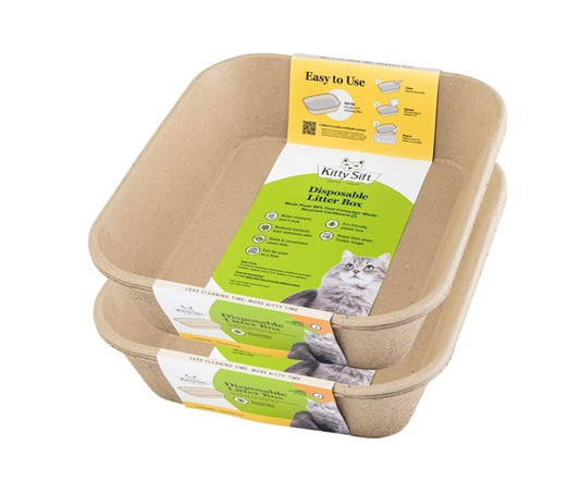 Kitty Sift (6-Pack) Disposable Cat Litter Box, Sustainable, Clean - Jumbo, 6-Pack
