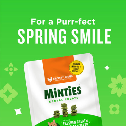 Minties Dental Treats for Cats, Chicken Flavored Treats for Cats, Freshens Breath and Controls Tartar, 10oz