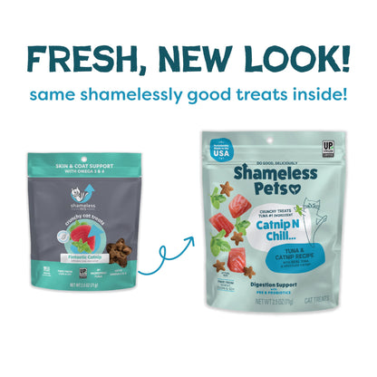 Shameless Pets Crunchy Cat Treats - Catnip Treats for Cats with Digestive Support, Kitten Treats with Real Ingredients, Natural & Healthy Flavored Feline Snacks - Fintastic Catnip, 1-Pk