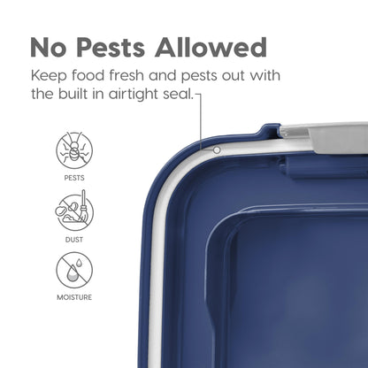 IRIS USA Dog Food Storage Container, 30 lbs & 11 lbs Combo, Cat Food Storage Container, Dog Treat Container, Airtight, Stackable, 2-Cup Scoop, Wheels, Easy Mobility, Navy
