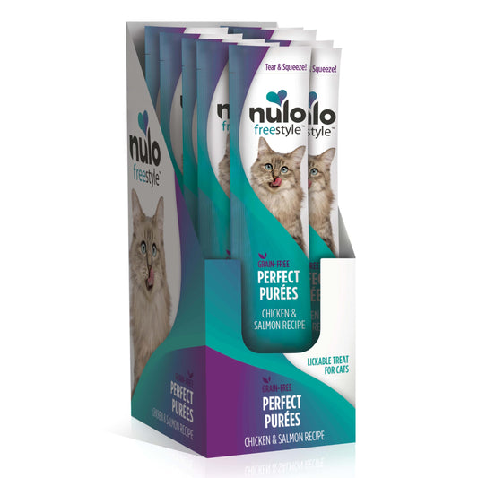 Nulo Freestyle Grain-Free Perfect Purees Premium Wet Cat Treats, Squeezable Meal Topper for Felines, High Moisture Content to Support Cat Hydration, 0.5 Ounces in Each Lickable Wet Cat Treat Pouch