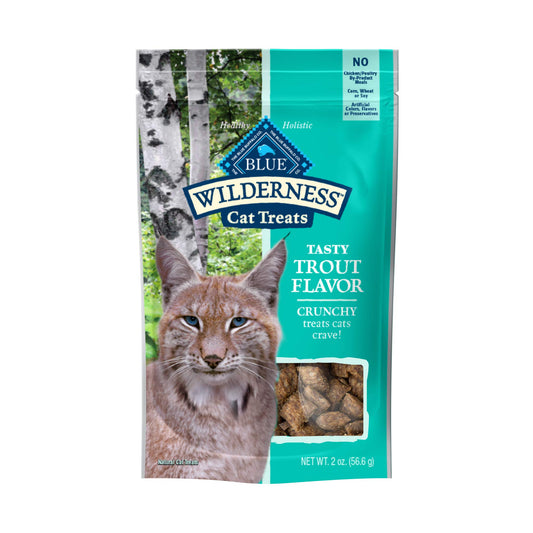 Blue Buffalo Wilderness High Protein Crunchy Cat Treats, Made With Natural Ingredients, Tasty Trout, 2-oz Bag (Pack of 12)