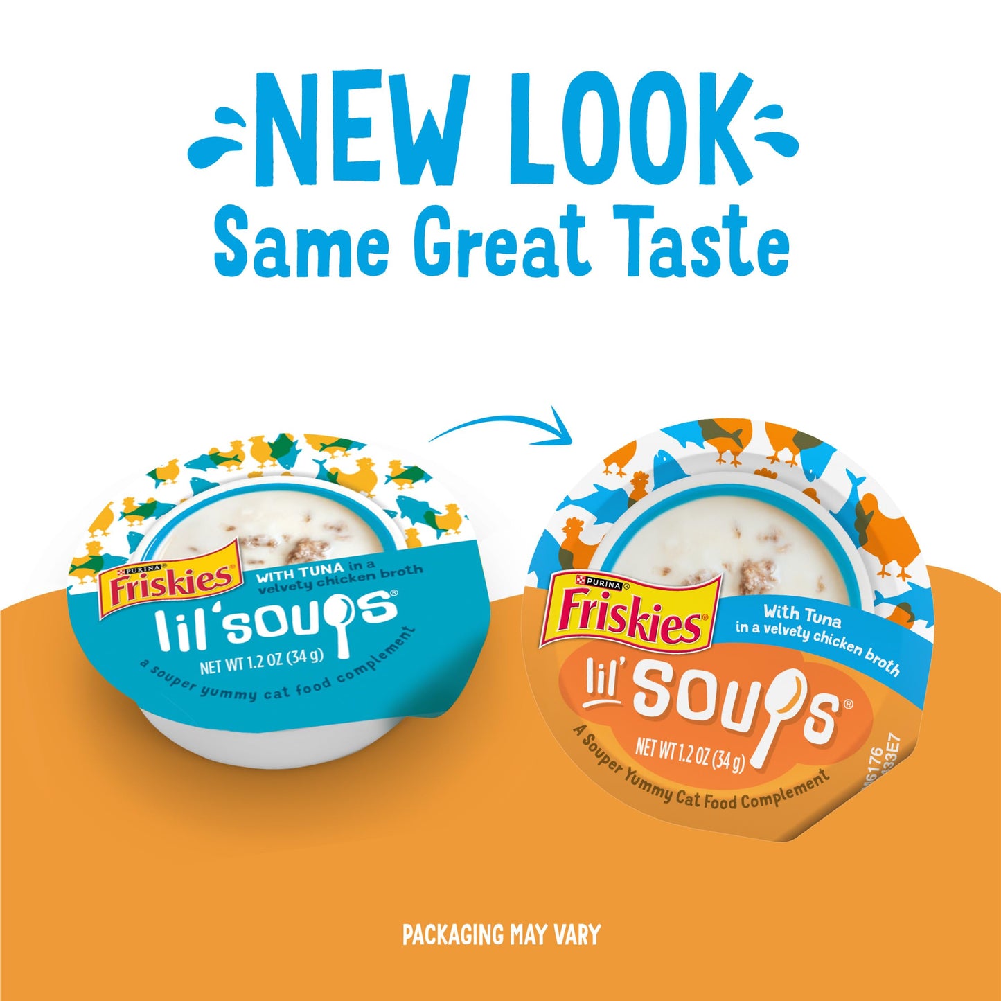 Purina Friskies Natural, Grain Free Lickable Cat Treats Lil’ Soups With Tuna in Chicken Broth - (Pack of 8) 1.2 oz. Cups