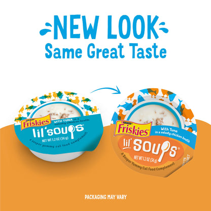 Purina Friskies Natural, Grain Free Lickable Cat Treats Lil’ Soups With Tuna in Chicken Broth - (Pack of 8) 1.2 oz. Cups