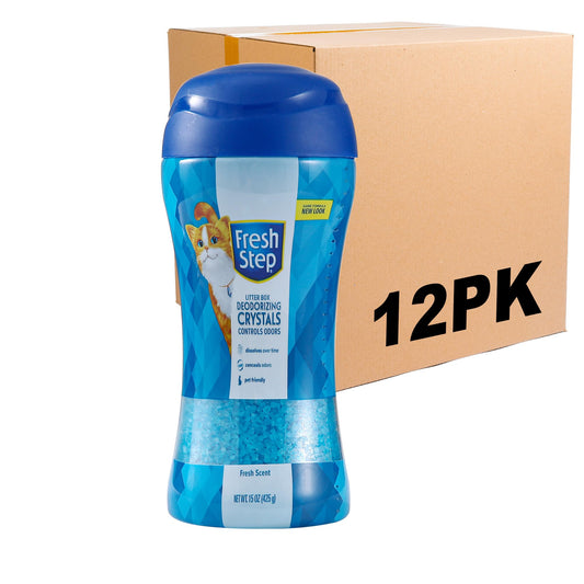 Fresh Step Cat Litter Crystals In Tropical Breeze Scent - Cat Litter Box Deodorizer - Combats Cat Odors and Neutralizes Smells to Keep Your Home Clean, 15 Ounces - 12 Pack