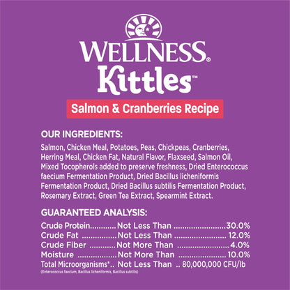 Wellness Kittles Natural Grain Free Salmon & Cranberries Cat Treats, 6 oz, Bag