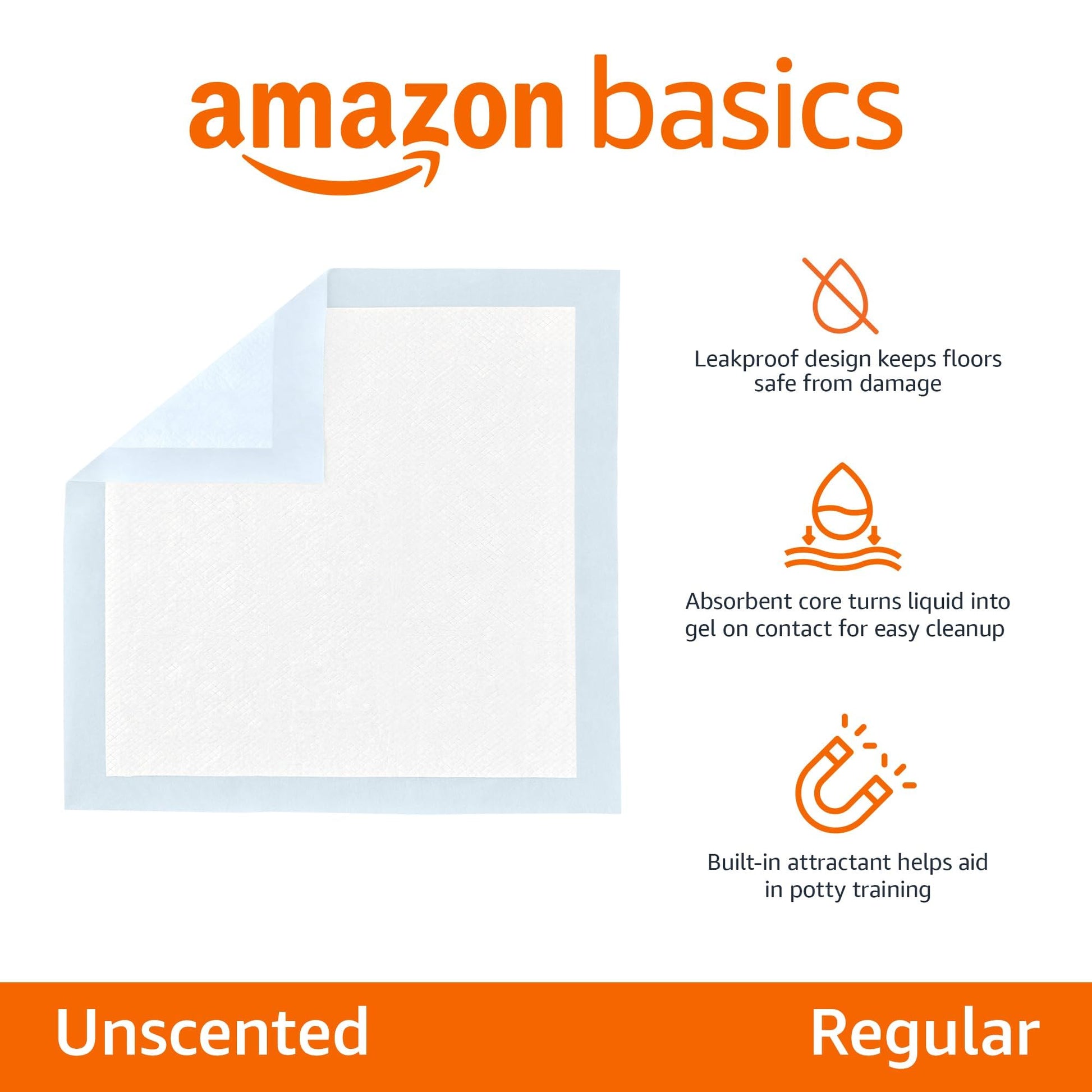 Amazon Basics Dog and Puppy Pee Pads with Leak-Proof Quick-Dry Design for Potty Training, Standard Absorbency, Regular Size, 22 x 22 Inches, Pack of 100, Blue & White - topratednest