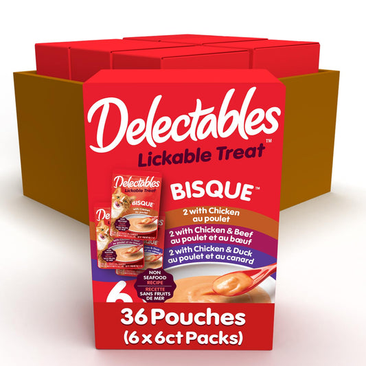 Delectables Bisque Senior 10+ Lickable Cat Treats Variety Pack, 6 Count (Pack of 6)