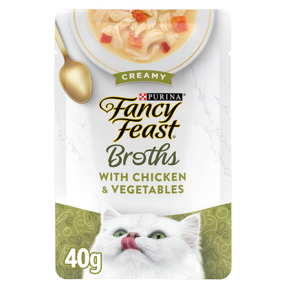 Purina Fancy Feast Lickable Wet Cat Food Broth Topper, Classic With Chicken and Vegetables - (Pack of 16) 1.4 oz. Pouches