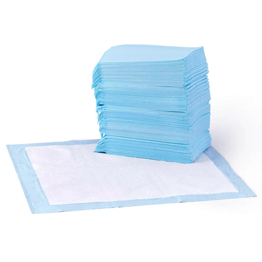 Amazon Basics Absorbent, Leak-Proof Dog and Puppy Pee Pads with 5-Layer Design and Quick-Dry Surface for Potty Training, Standard Absorbency, Regular Size, 22 x 22 Inch - Pack of 50, Blue & White - topratednest