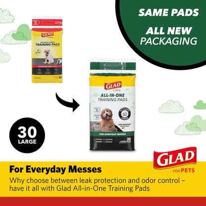 Glad for Pets Black Charcoal Puppy Pads | Puppy Potty Training Pads That ABSORB & NEUTRALIZE Urine Instantly | New & Improved Quality Dog Training Pads, 30 count