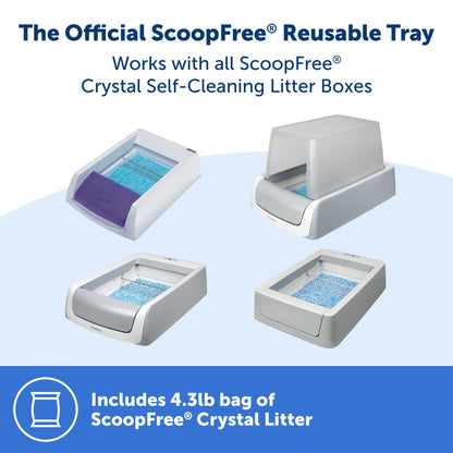 Official PetSafe ScoopFree Crystal Reusable Tray for Cat Litter Boxes - Includes 4.3 lb of Premium Blue Non Clumping Crystal Litter - Compatible with All PetSafe ScoopFree Automatic Litter Boxes